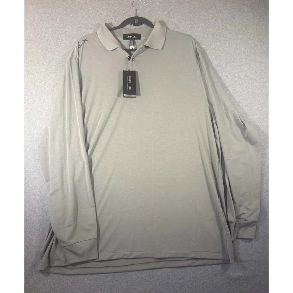 RLX Ralph Lauren Long Sleeve Golf Polo Shirt Grey XXL